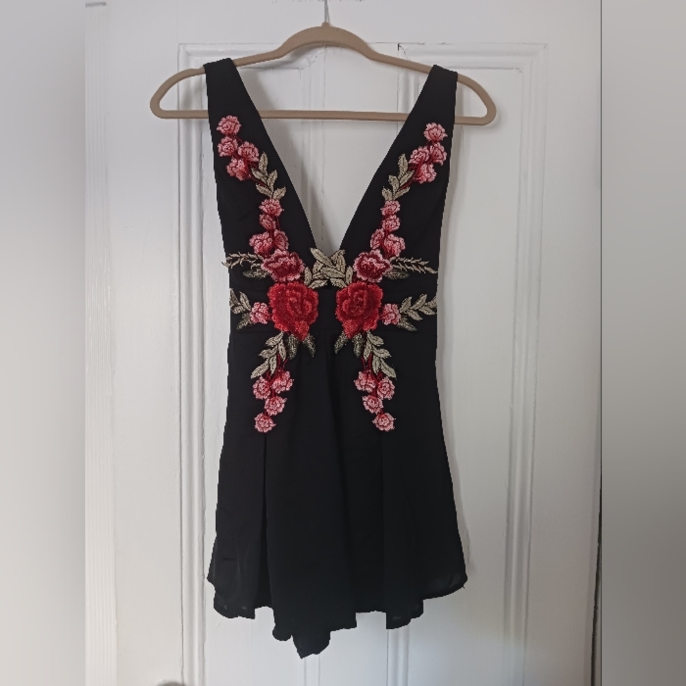 SEEK THE LABEL black shorts romper with patchwork. SIZE Med. (ONLY WORN ONCE)